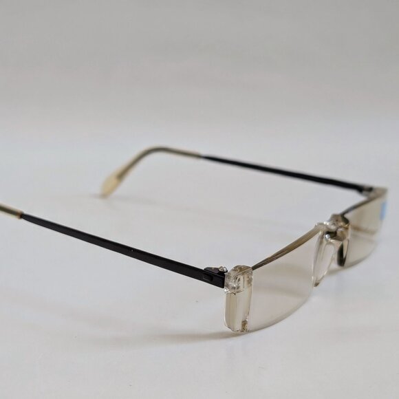 NWT Vintage 90's Small Rectangle Rimless Half Frame Reading Sunglasses (Brown) - Picture 2 of 4